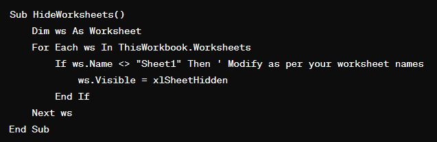 How to hide excel worksheet